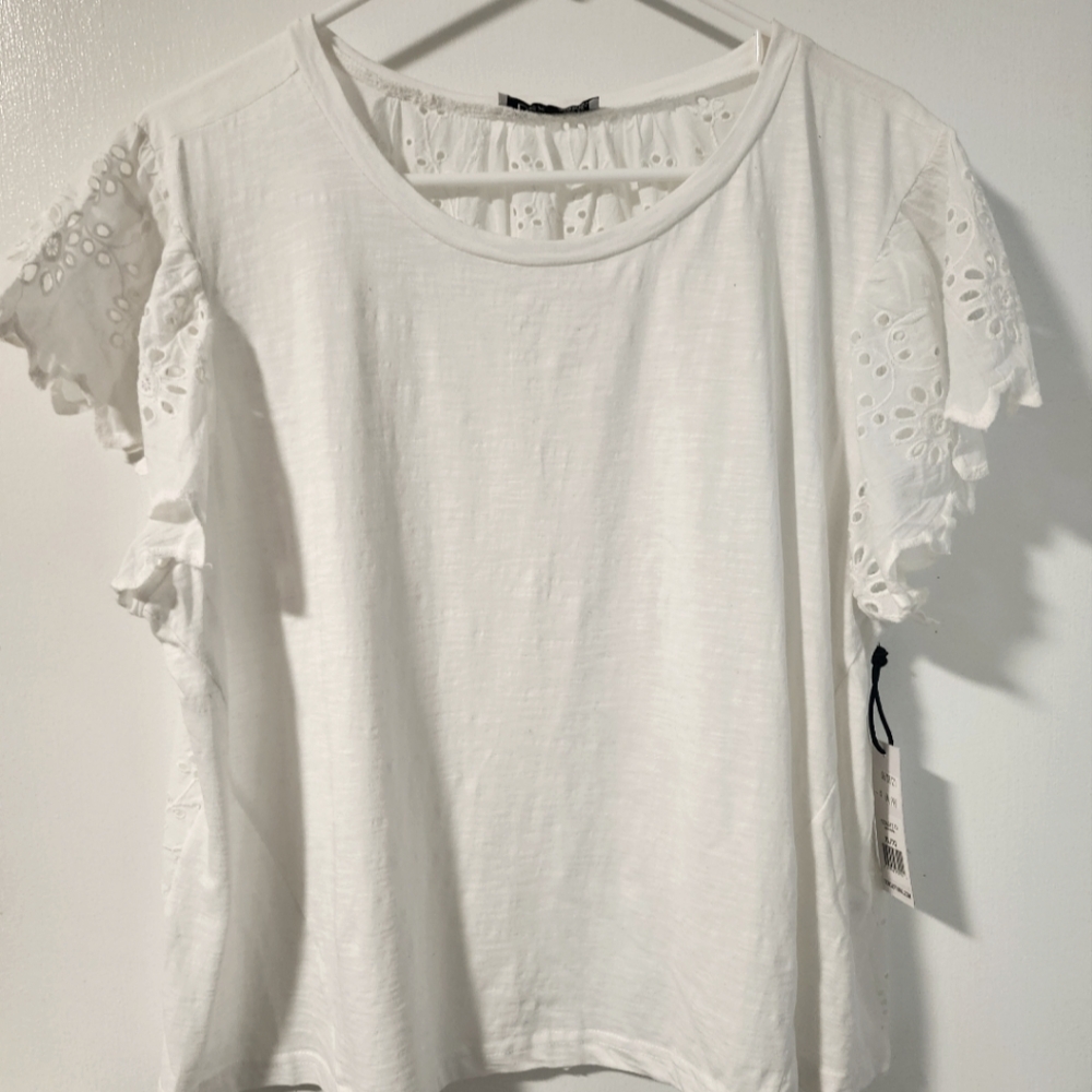 DEX white top with cut outs